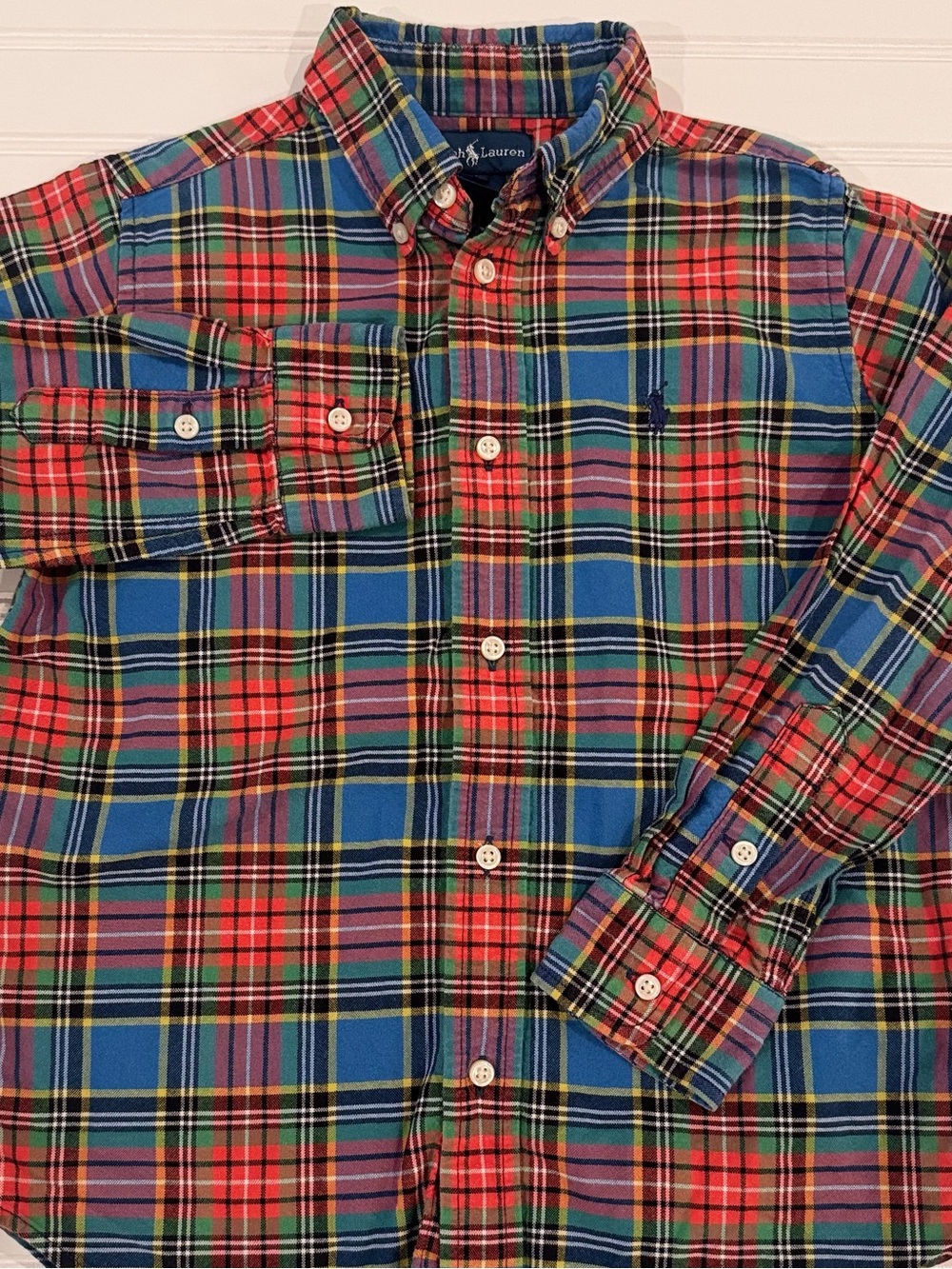 Polo Ralph Lauren Boys 7 Multicolor Plaid Cotton Button Down Shirt